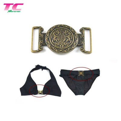 Customized Logo Interlocking Belt Clasp Buckles,Personalized 30mm Front Joint Metal Clip Closure For Swimwear Bikini Bra Strap